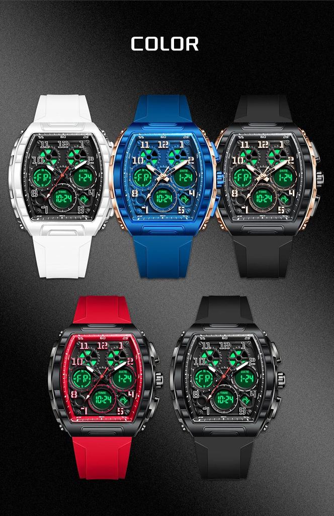 FOXBOX Barrel-Shaped Multifunction Digital Sports Watch with Alarm & Waterproof Features