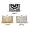 Women Rhinestones Tassel Shouder Bag with Chain Metal Snap Sling Bag Luxury Satchel Bag Female Wedding Club Bag