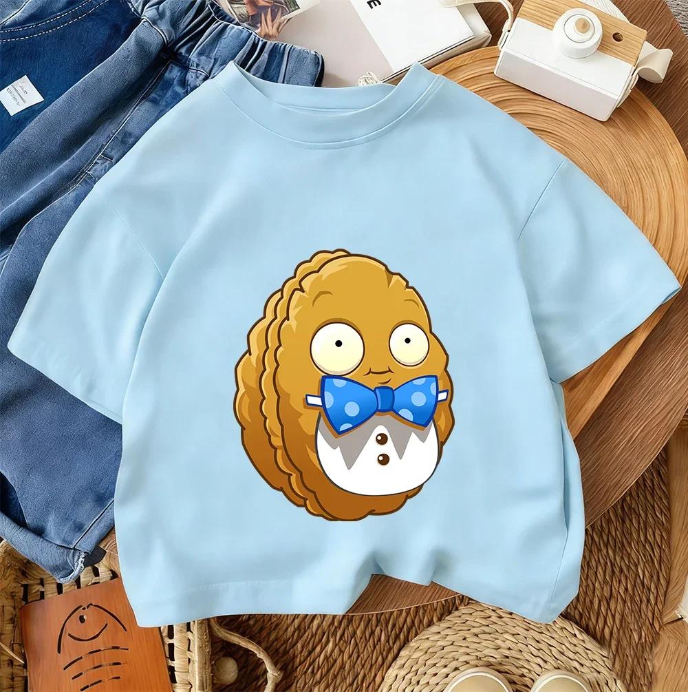 Summer Crew Neck T Shirt For Boys Girls Casual Daily Wear Plants Vs Zombies Cute Kawaii Cartoon Fashion Street Style 314Y