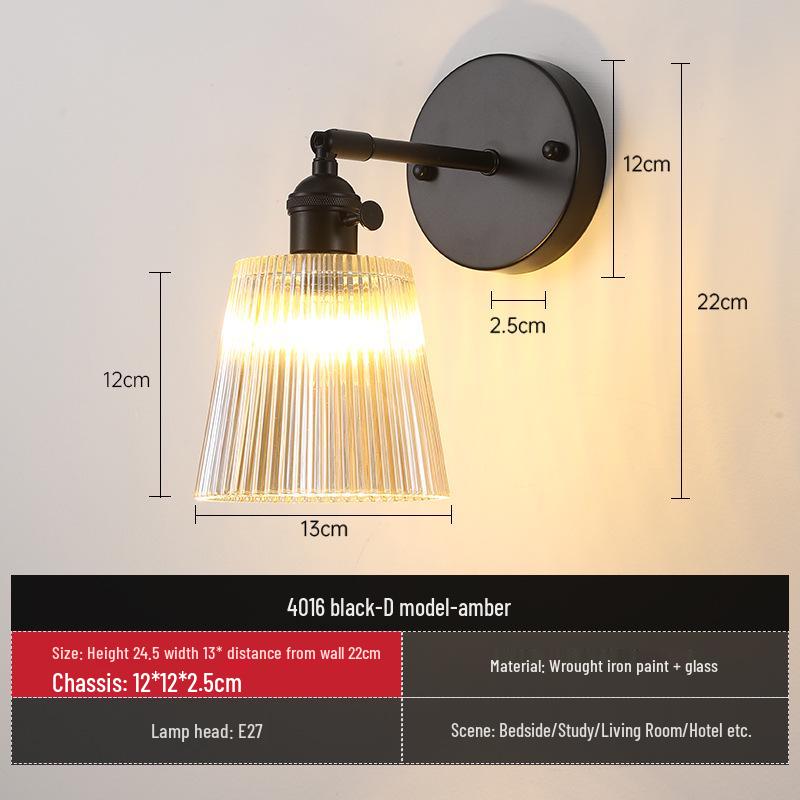 Vintage Japanische Grüne Glas Schmiedeeisen Wandleuchte - Nordische Moderne Nachttisch- & Schminktischleuchte