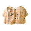 Dopamine Floral Cat Dog Shirt: Unisex Light Yellow Summer Top, Loose Fit, Cool American BF Style