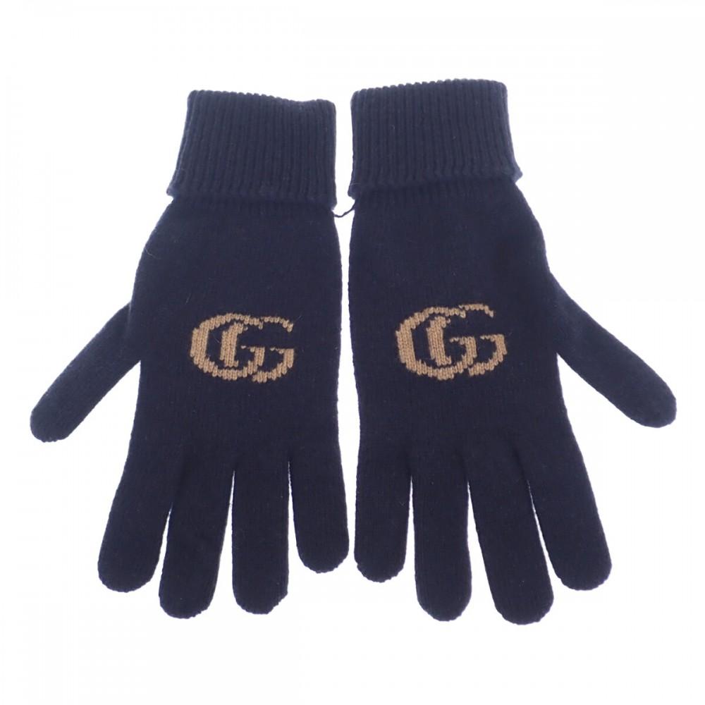 GUCCI  676116_4GACX_4179 S gloves Navy cashmere/wool Women