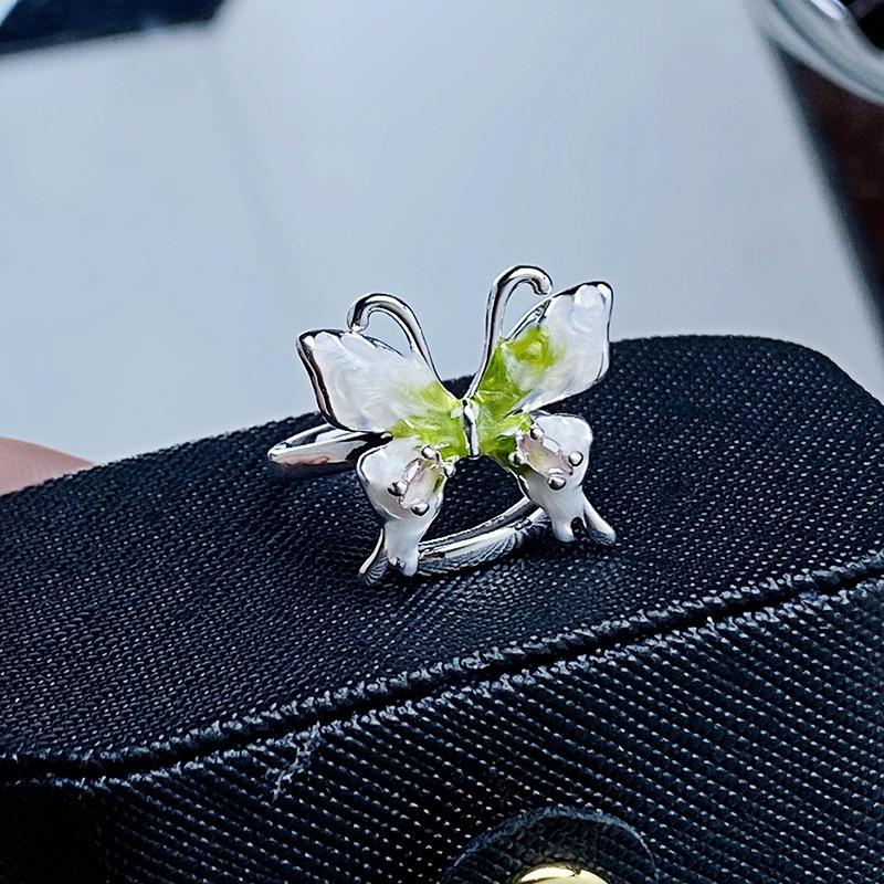 [Honey Gold Ring] Medieval Enamel Oil Daisies Flower Simple Opening Ring Niche Exquisite High-End Women