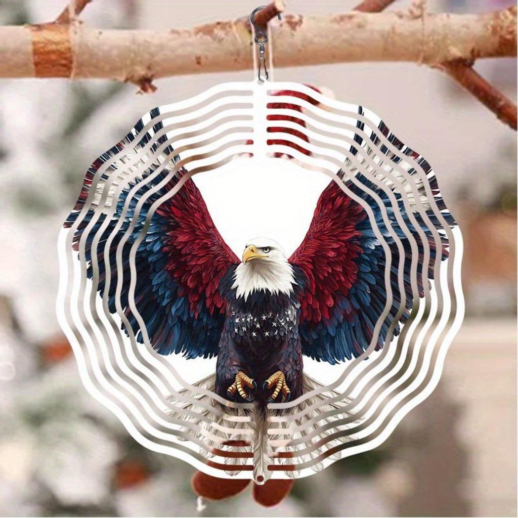 Amerikanische Flagge Adler Design Gartendeko – Klassische sich drehende Windmühle mit rotierendem Windspiel für Außenhof & Terrasse