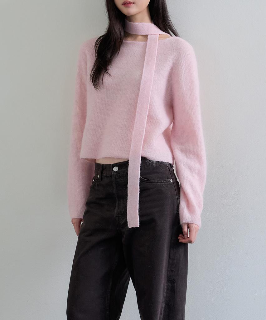KNOWING Alpaca Muffler Knit (Pink)