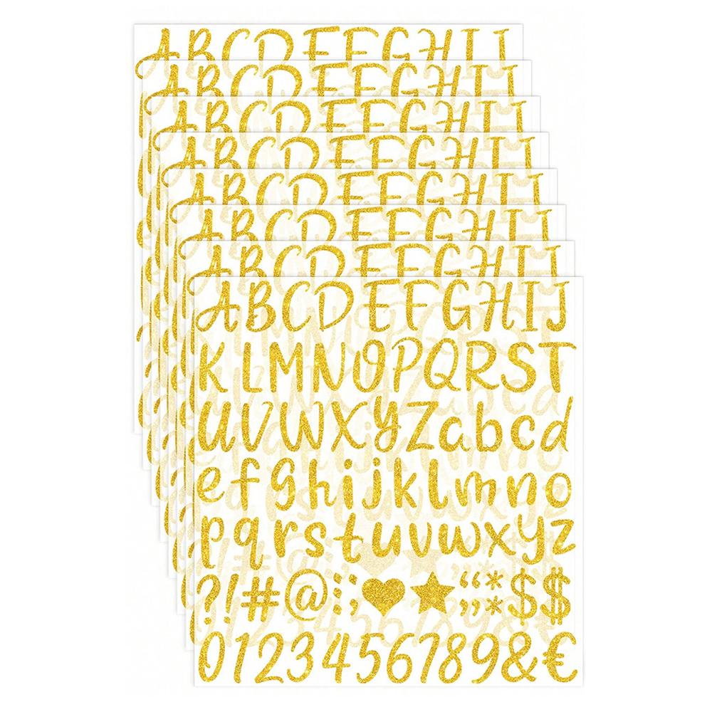 8Sheets Glitter Letter Stickers Self-Adhesive Glitter Alphabet Number Labels Stickers for Scrapbook Water Bottles Crafts Decor
