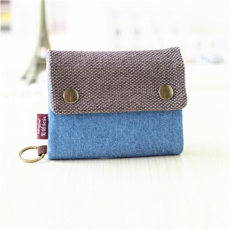 Women's Fold Card Wallet Canvas Cartoon Key Organizer Coin Purse Small Pouch Female Money Bag  for Girls