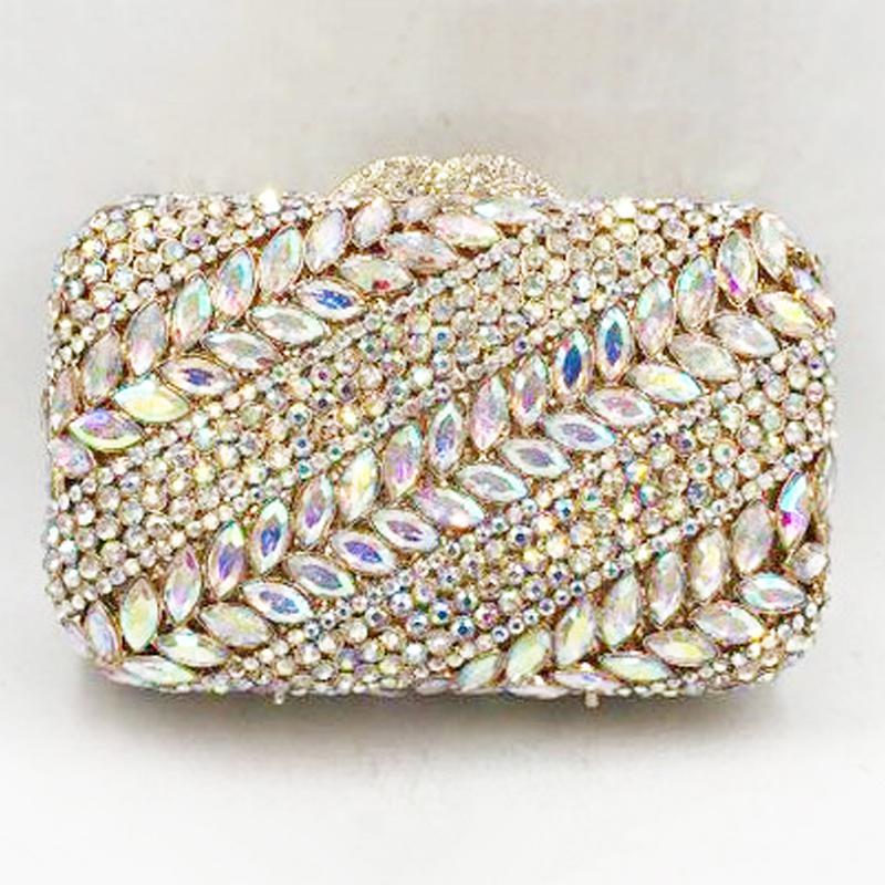 

Diamond Evening Bags Women Luxury Handbag Rhinestone Formal Silver/Gold/AB Crystal Clutch Bag Girls Stone Dinner Clutches Case 16cmX10cmX5cm