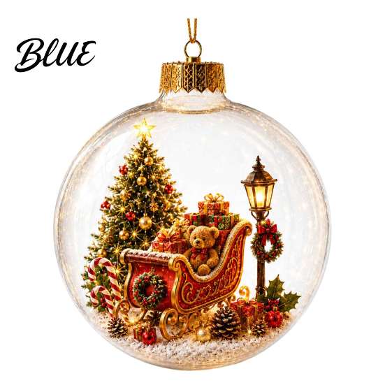 Transparent Holiday Hanging Spheres Glowing Christmas Story Ornament Light-Up Ball Decor with Warm LED Light Acrylic Charms Mini Scene 3D