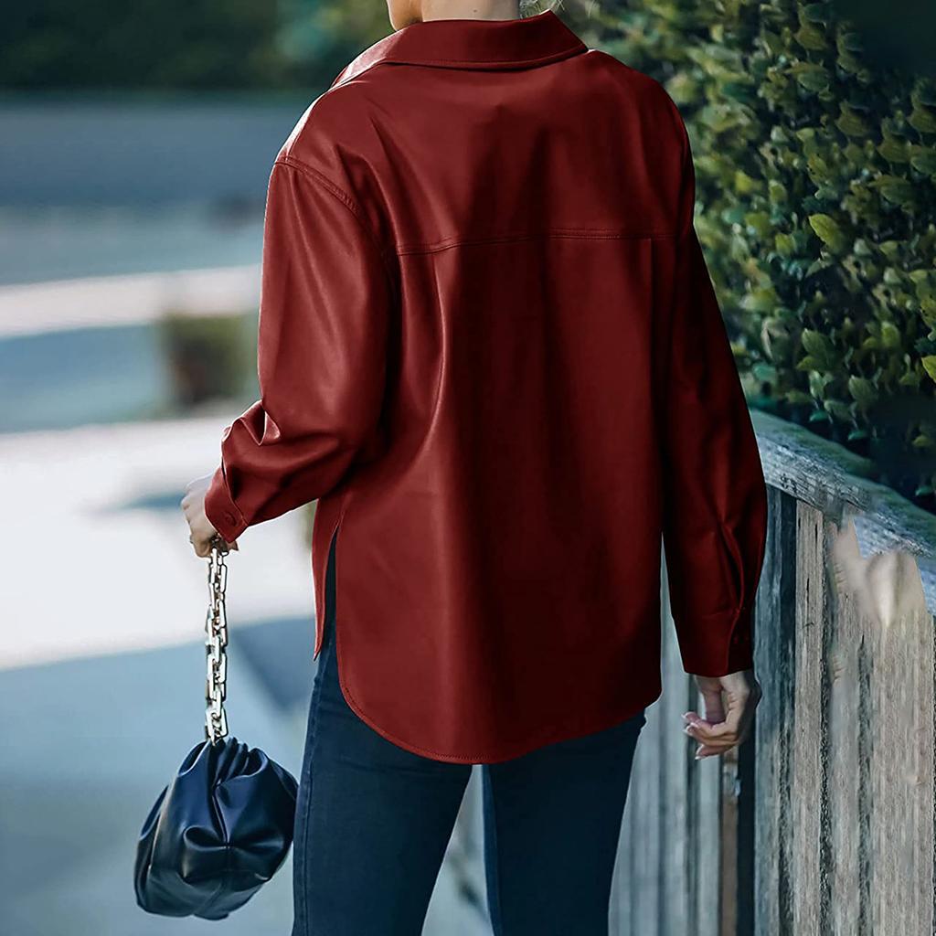 Women's Spring Autumn Leather Jacket with Lapel and Button Closure Suit Clothing Spring New Genuine Female Top Grade Coffee Casual Short Thin Coat