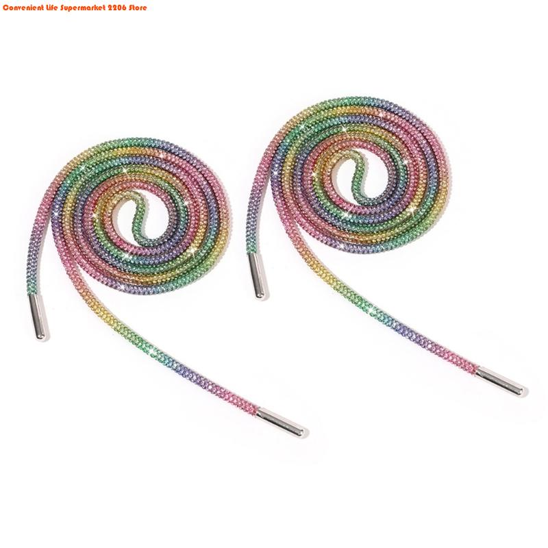 2Pcs Rhinestones Shoelaces 140cm Glitter Round Laces Shining Crystal Shoe Lace Strings Drawstring Cords Replacement