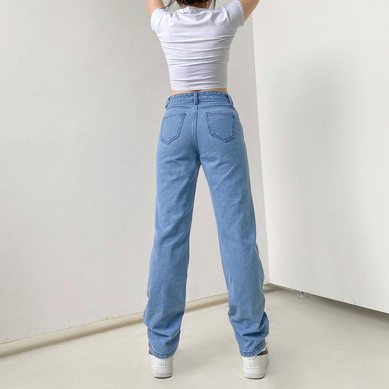 Trendy High-Waisted Loose Fit Printed Graffiti Women's Straight-Leg Jeans, Rainbow Denim Pants Loose Graffiti Printed