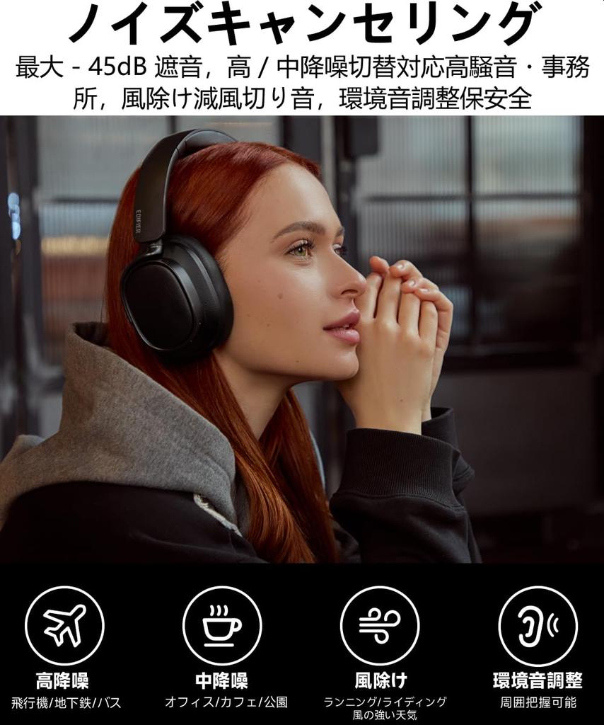Edifier ES850NB Bluetooth Wireless Headphones Noise Cancelling Hi-Res Audio LDAC AAC Wired Wireless Dual Use Spatial Audio Ambient Sound One-Touch