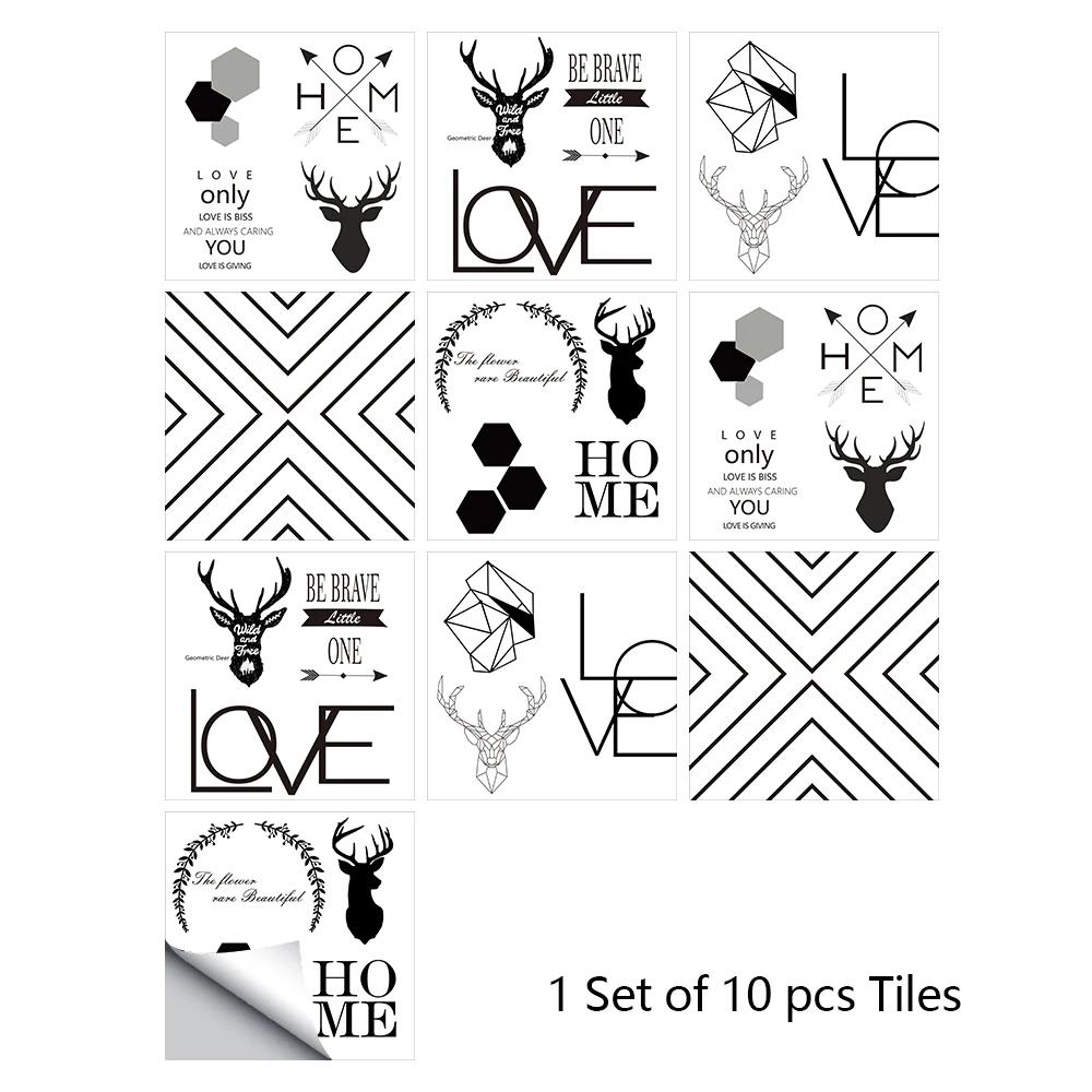 10pcs/set 10/15/20/30cm Flat Marble Mosaic Hard Tiles Wall Sticker Kitchen Bathroom Floor Diagonal Decor Wallpaper PVC Art Mural