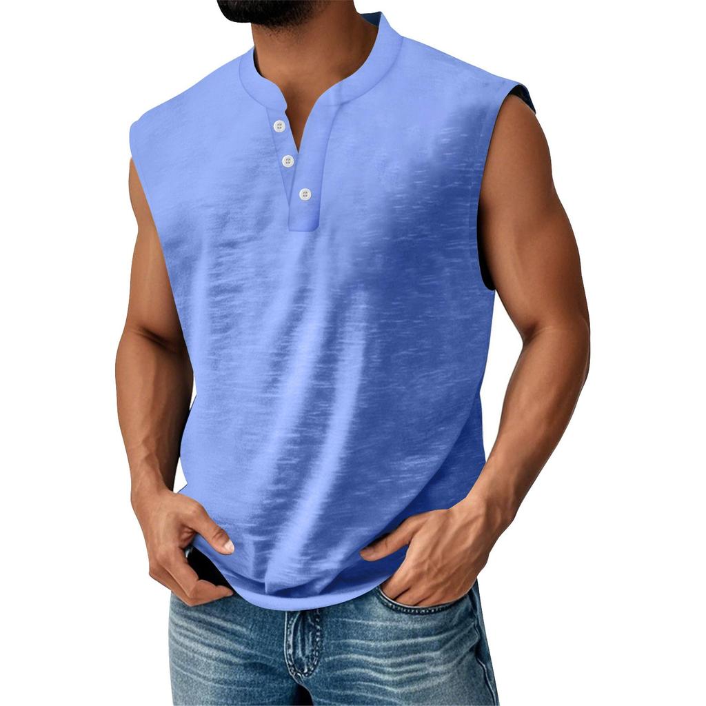 Herren Sommer Passende Farbe Tasche Sport Knöpfe Weste Herren Sport Freizeit Weste