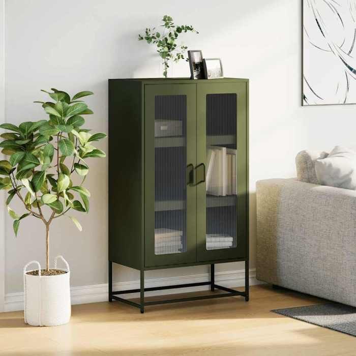 VidaXL Highboard Olive Green 68x39x123 Cm Steel 853360