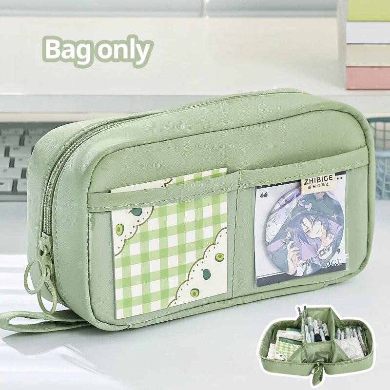 Transparent Pencil Bag with Large Capacity Volcano Shape Convenient for Storing Rulers Pens Memos Can Fit on a 180° Flat Desk