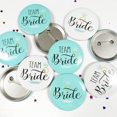 Team Bride Tinplate Badge for Bachelorette Party - 58mm Festive Decoration