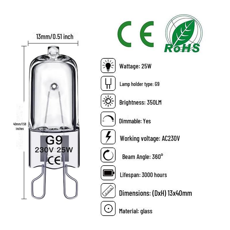 G4/G5.3 Halogenlampenperlen für Aromatherapielampen, 220 V/12 V, 20 W/35 W, Kristallbirne mit zweipoligem Stecker