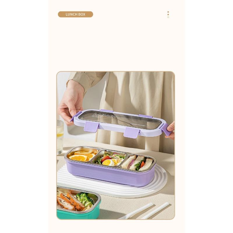 Simple Single-layer Lunch Box Microwave Heating Plastic Sealed Bento Portable Set Cutlery School Office Food Storage Container