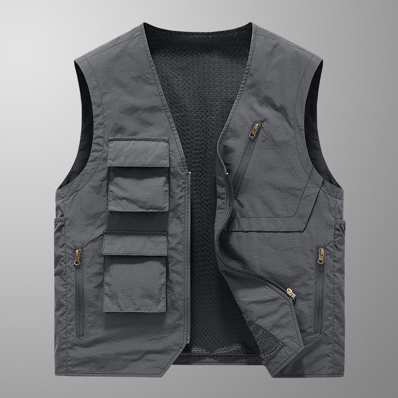 Men s Quick-Dry Outdoor Multi-Pocket Vest - Spring & Autumn Wear-Resistant Photography and Fishing Sleeveless Jacket 6XL
