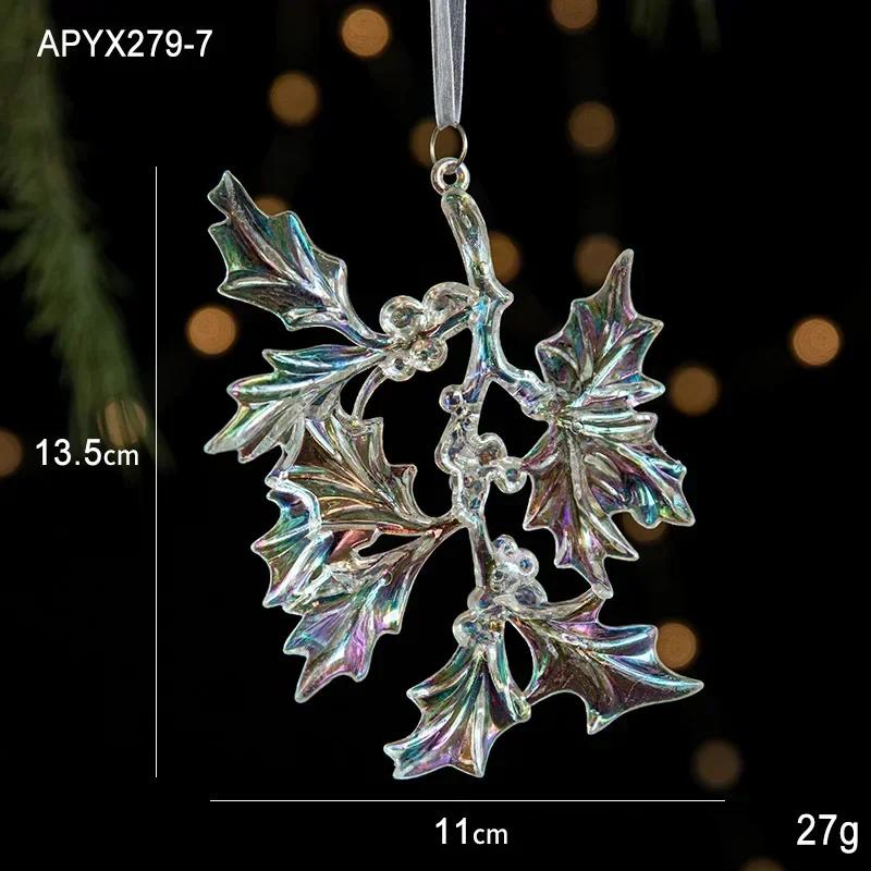 3 Packs Christmas Snowflake Elk Small Pendant Christmas Tree Decorations Acrylic Pendants Colorful Transparent Crystal Pendant