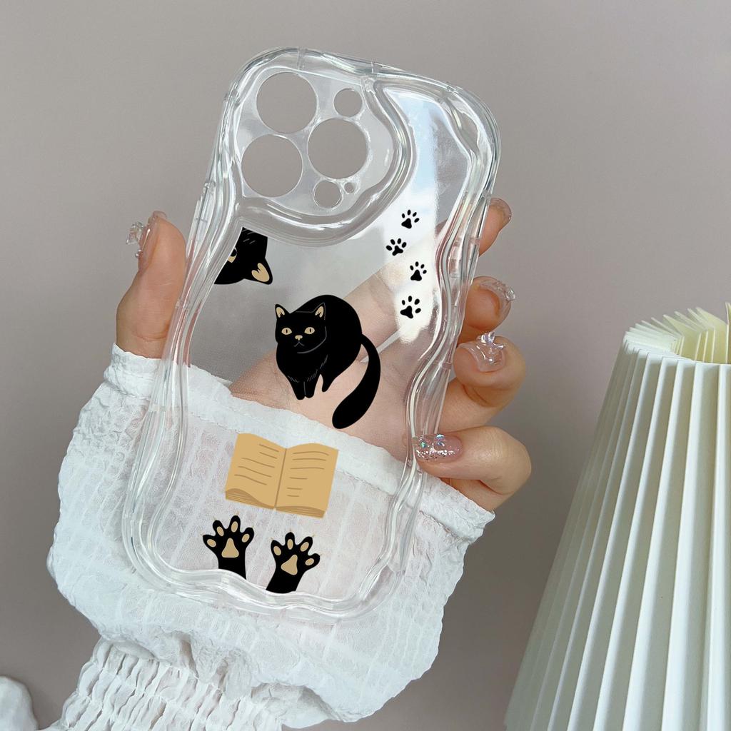 LZ12 Cat Cute Cartoon Clear Soft Wave Phone Cases for iPhone 15 13 Pro Max 12 Mini 14 8 Plus XS Max XR 6 Protection Back Cover