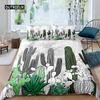 Cactus Duvet Cover Set King Size Hand Painted Style Bedding Set Nature Art Prints Comforter Cover Green Plant Cactus Quilt Cover