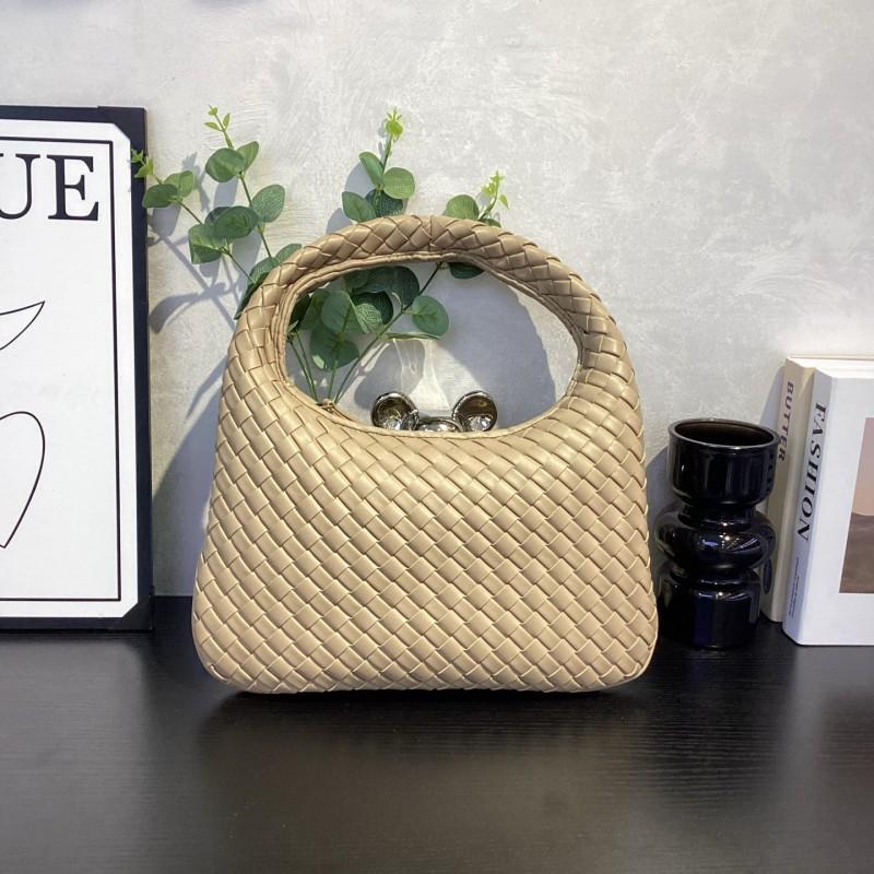 Genuine Leather Vintage Woven Tote Bag Women Structured Square Shape Medium Size Soft Texture Multiple Colors