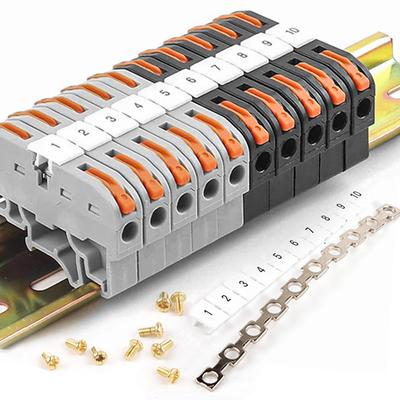 10 STÜCKE DIN-Schienenklemmenblock 211 Draht Elektrischer Leiter Universeller Schneller Kabelverbinder Verbindung mit Nummernstreifen Set