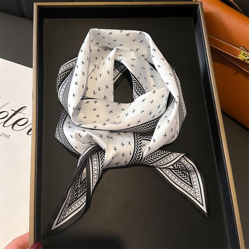 Scarf, Long Silk Scarf, Versatile Silk Scarf, Double-Layer Simulated Silk, Diagonal Scarf, Autumn And Winter Hair Binding And Scarf