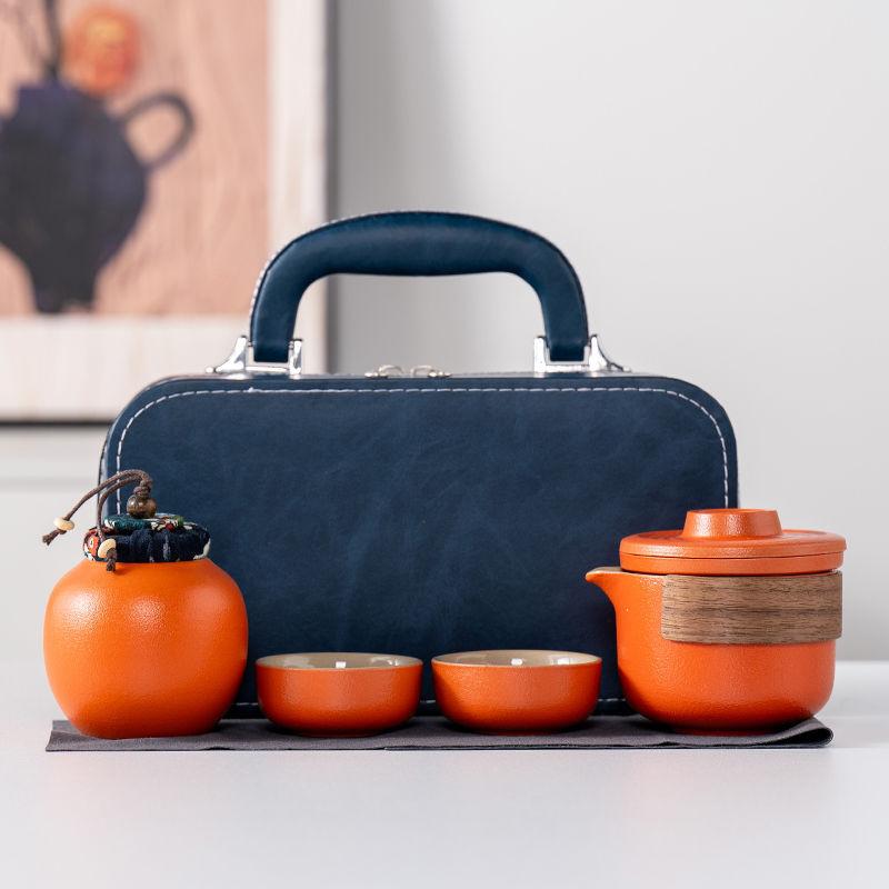 Lu Baoyanhe One Pot Two Cups Ceramic Travel Tea Set Tea Pot Company Business Activities Bank Hotel Souvenir