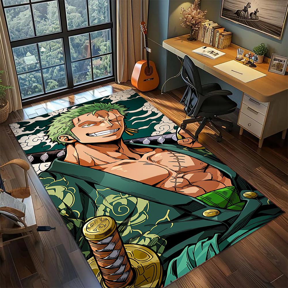 Roronoa Zoro Three Sword Style Santoryu  Rug Carpet Large Area Rug Non Slip Washable Floor Mat Gamer Room Bedroom Home Decor