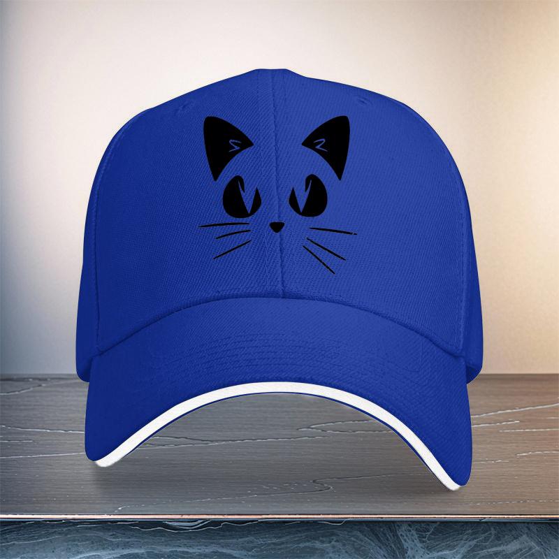Cute Cat Face Baseball Cap Polyester Adjustable Outdoor Sports Hat Unisex