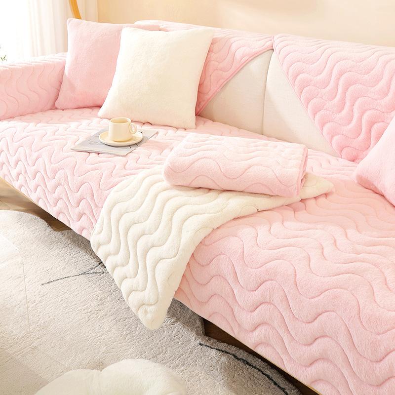 

New Anti-Rabbit Plush Winter Sofa Cushion, High-Grade Simple Seat Cushion, Leather Non-Slip Cover, Cloth Towel, Universal In All Seasons 70*70cm