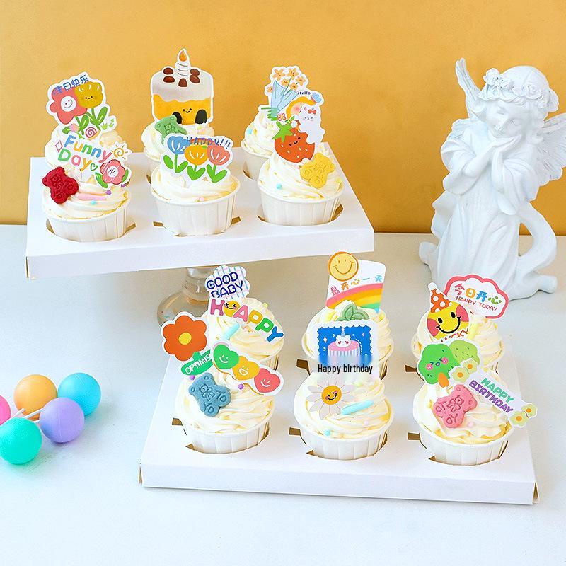 Sushi Cartoon Cupcake Toppers & Ice Cream Flag Picks for Happy Birthday Desserts