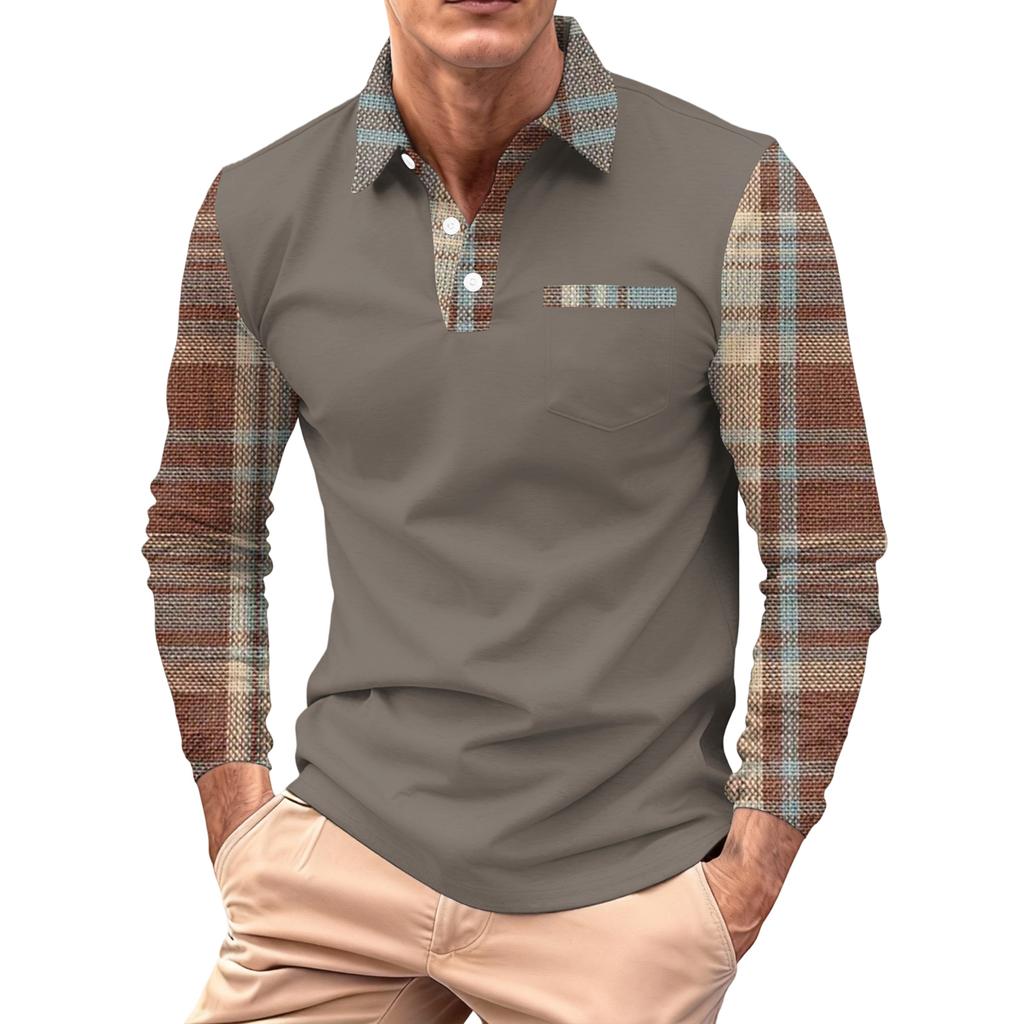 Men's Long,sleeved Collared Button,down Pocket Casual Top