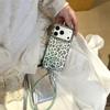 Mint Green Leopard Print Phone Case For iPhone 17 Pro 16 15 14 Pro Max with Wrist Strap Shockproof 16 17 15pro Protective Cover