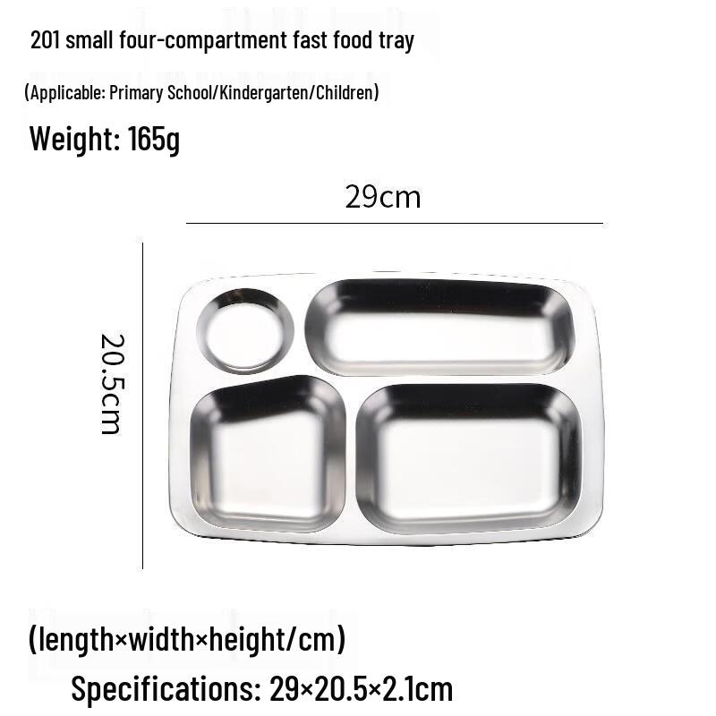 HANDUNYOU 304 Stainless Steel Divided Fast Food Tray