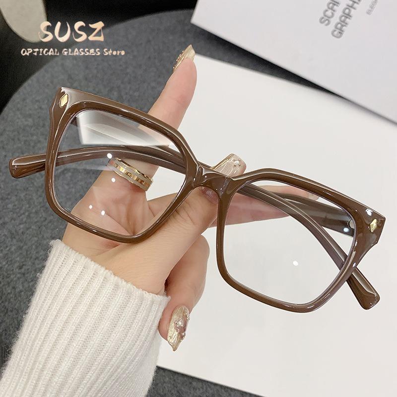 SUSZ Reading Glasses Colorful PremiumRectangle Light BlockingWomen's Fashion Myopia Glasses Prescription Progressive Eyeglasses