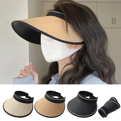 Women's Summer Sun Hat Fashion Solid Color Big Brim UV-proof Breathable Straw Beach Hat Golf Tennis Hat Outdoor Sun Protection