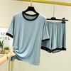 Men's Summer Suit Short + Sleeved T Shirt Two Piece Set Thin Loose Casual Shorts Home Modal Wear