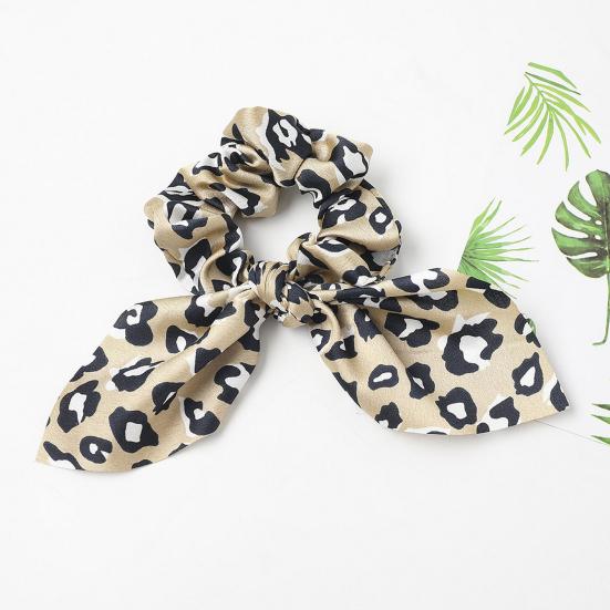Kaninøre Hårring Leopardtrykk Glatt sateng hårslips Høy elastisk hodebunnsbeskyttelse Hår Scrunchie Hårtilbehør