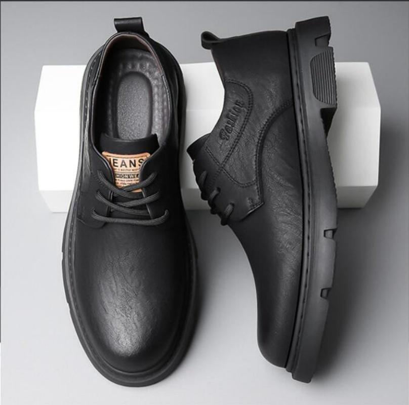 Cow Leather Autumn Platform Shoes for Men Fashion Casual New Designer Derby Shoes Male Low Top Work Ankle Boots Men