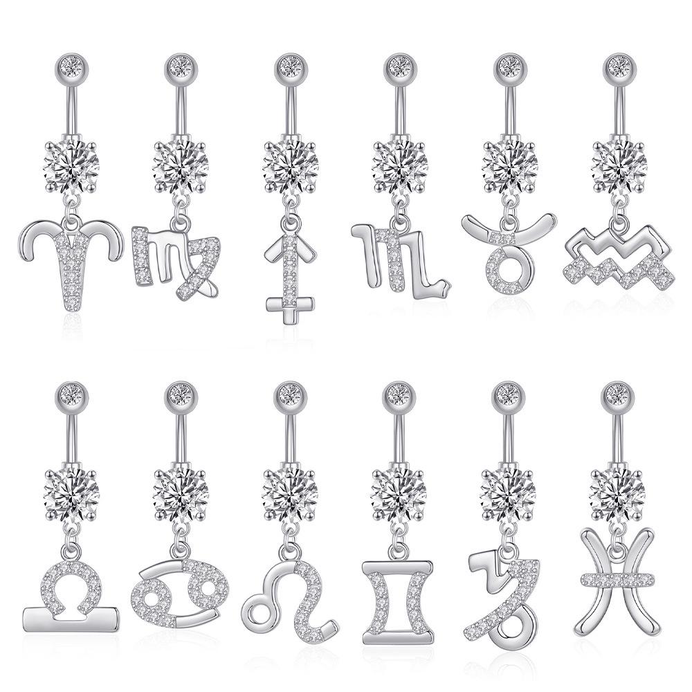 Zircon Belly Button Ring - Twelve Constellations Design