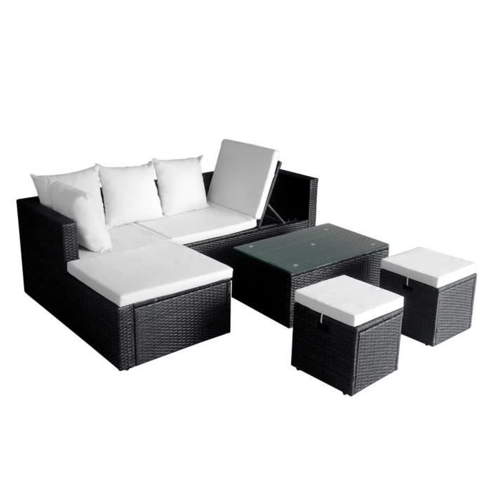 VidaXL Salon de jardin 4 pcs avec coussins Résine tressée Noir 42586