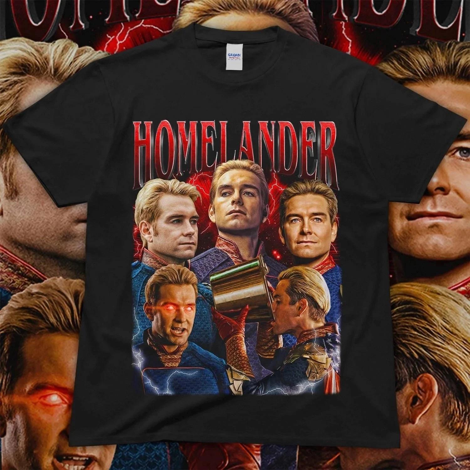 Homelander T-Shirt Graphic Print The Boys Cotton T-Shirt Funny Tees Unisex 2XL