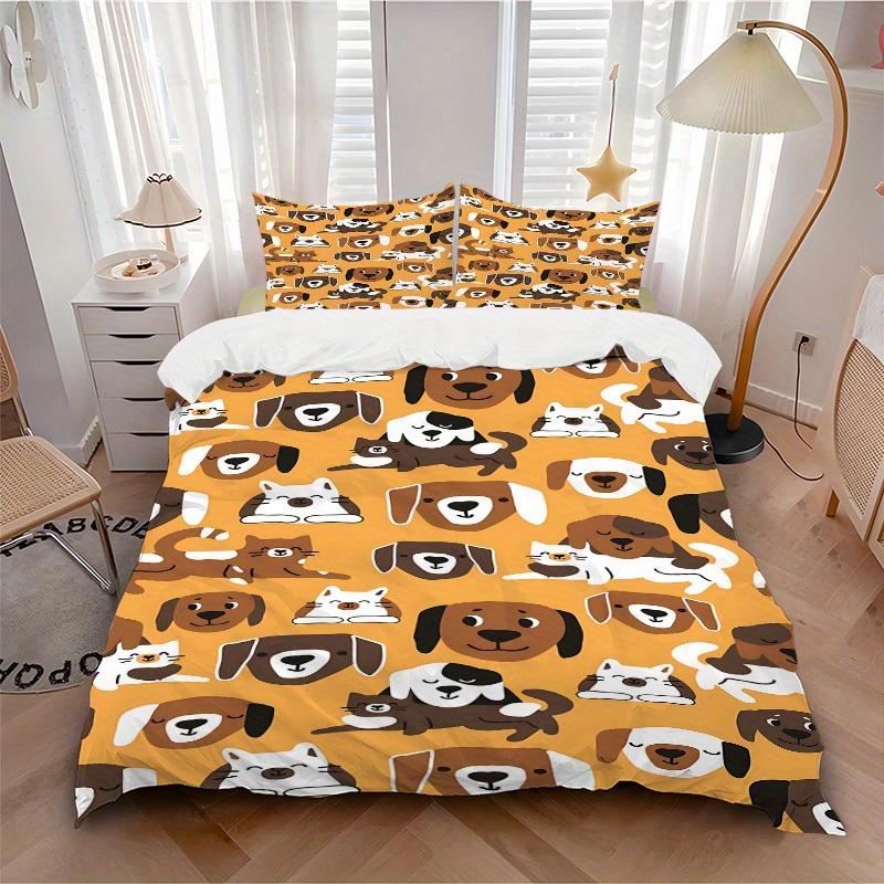 

3pcs set Pets Animals 1 Quilt Cover + 2 Pillowcases, All Seasons Bedroom Setting, Perfect for Home and Dorm Decor a192 135x200cm