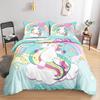 Kawaii Unicorn Colorful Luminous Unicorn Kids Bedding Set For Girls Pink Deluxe Quilt Cover Bedding Set King Queen Quilt Cover