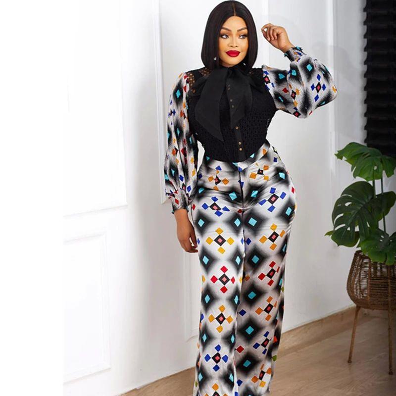 

Printed High Waisted Wide Leg Pants Set Print High Waist Loose Pants Suit Female Picture XXL